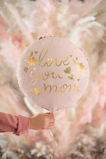 Folinis balionas ''Love you mom'', 45 cm, rožinis