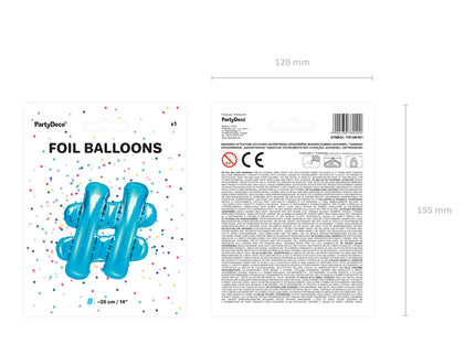 Folinis balionas ženklas "#", 35 cm, mėlynos spalvos