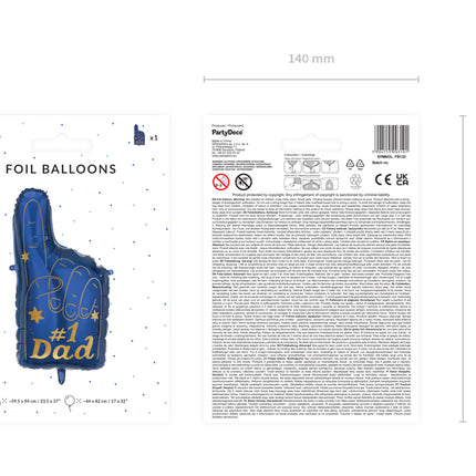 Folinis balionas "Nr. 1 Dad", 46 x 86,5 cm