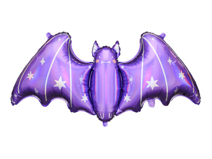 Pasiruošk magiškam Helovynui! Folinis balionas „Šikšnosparnis“, violetinės spalvos su sidabriniais elementais, dydis prieš pripučiant apie 119.5 x 51 cm (47x20