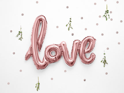 Folinis balionas „Love“, 73 x 59 cm, rožinis auksas