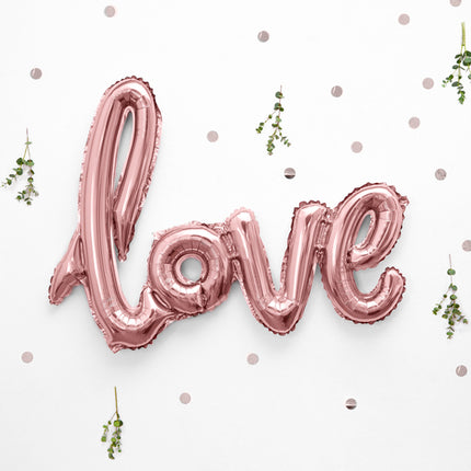Folinis balionas „Love“, 73 x 59 cm, rožinis auksas