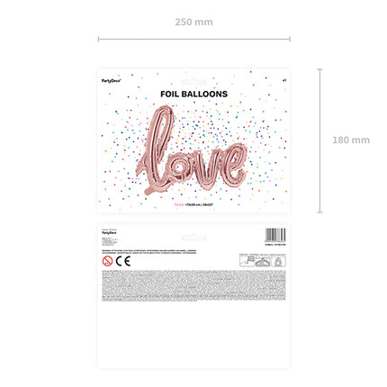 Folinis balionas „Love“, 73 x 59 cm, rožinis auksas