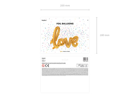 Folinis balionas „Love“, 73 x 59 cm, auksinis