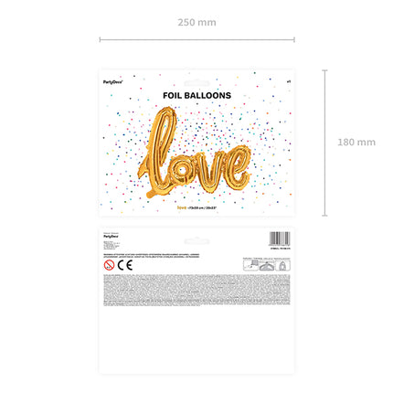 Folinis balionas „Love“, 73 x 59 cm, auksinis