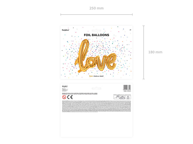 Folinis balionas „Love“, 73 x 59 cm, auksinis
