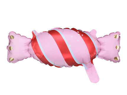Foliniai balionai girliandai „Saldainis“. Spalvoti, Ne pripūsto dydis apie 40 × 16,5 cm, pripūsto dydis – apie 33 × 12 cm. Pildomi oru. Komplekte pridedamas šiaudelis, pakuotėje yra 5 vnt.