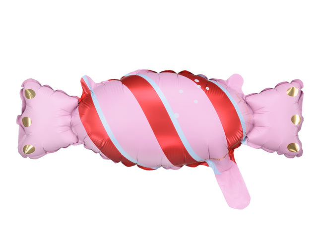 Foliniai balionai girliandai „Saldainis“. Spalvoti, Ne pripūsto dydis apie 40 × 16,5 cm, pripūsto dydis – apie 33 × 12 cm. Pildomi oru. Komplekte pridedamas šiaudelis, pakuotėje yra 5 vnt.