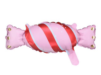 Foliniai balionai girliandai „Saldainis“. Spalvoti, Ne pripūsto dydis apie 40 × 16,5 cm, pripūsto dydis – apie 33 × 12 cm. Pildomi oru. Komplekte pridedamas šiaudelis, pakuotėje yra 5 vnt.