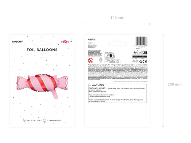 Foliniai balionai girliandai „Saldainis“, 40 x 16,5 cm (5 vnt.)