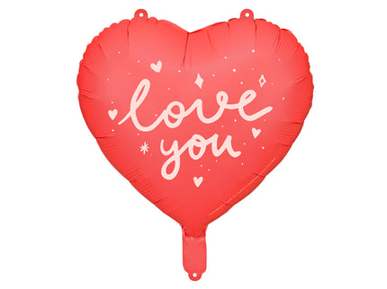 Folinis balionas „Love you“, širdelės formos, įvairių spalvų. Dydis nepripūtus – apie 45 cm, pripūtus 35 cm. Galima pildyti oru arba heliu. Komplekte pridedamas šiaudelis. Puikiai tiks žmogui kurį myli.