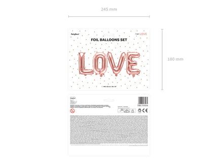 Folinis balionas „Love“, 140 x 35 cm, rožinis auksas