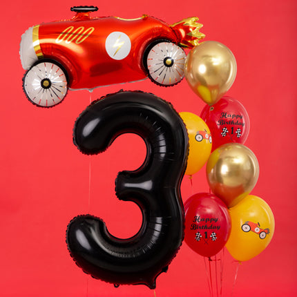Folinis skaičiaus balionas „3“, 86 cm, juodas