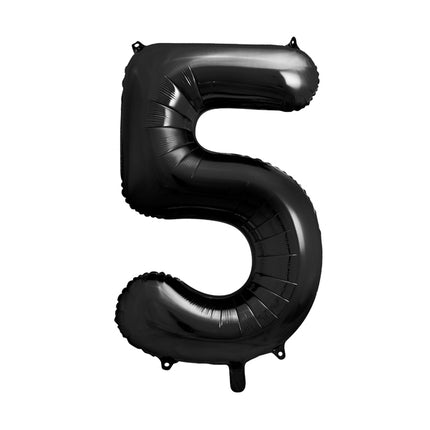 Folinis skaičiaus balionas „5“. Juodos, pastelinės spalvos. Dydis nepripūtus - apie 100 cm, pripūtus 86 cm. Tinka pildyti oru arba heliu. Balionas užsandarėjantis. Yra kabliukai dekoravimui. Smagus gimtadienių akcentas.