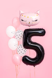 Folinis skaičiaus balionas „5“, 86 cm, juodas