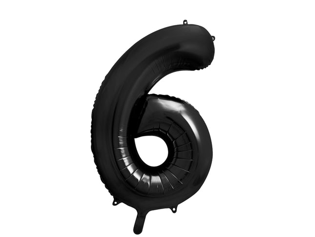 Folinis skaičiaus balionas „6“. Juodos, pastelinės spalvos. Dydis nepripūtus - apie 100 cm, pripūtus 86 cm. Tinka pildyti oru arba heliu. Balionas užsandarėjantis. Yra kabliukai dekoravimui. Smagus gimtadienių akcentas.