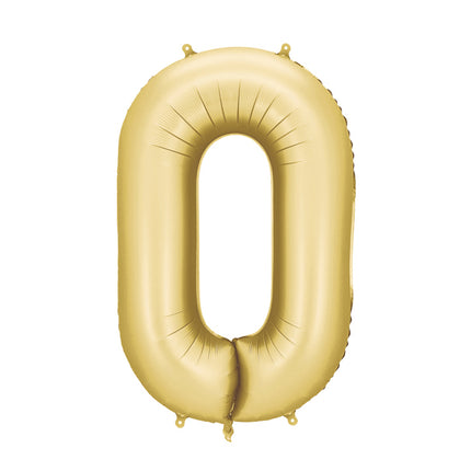 Folinis skaičiaus balionas „0“, auksinis. Satininis paviršius. Dydis nepripūtus – apie 100 cm, pripūtus 86 cm. Tinka pildyti oru arba heliu. Komplekte pridedamas šiaudelis. Balionas savaime užsisandarinantis, su kabliukais dekoravimui. Smagus gimtadienių akcentas.