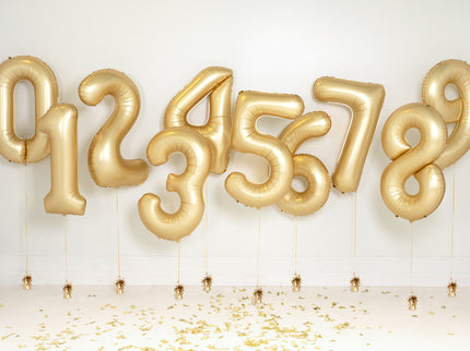 Folinis skaičiaus balionas „0“, 86 cm, auksinis