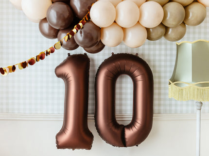 Folinis skaičiaus balionas „1“, 86 cm, rusvai pilkas