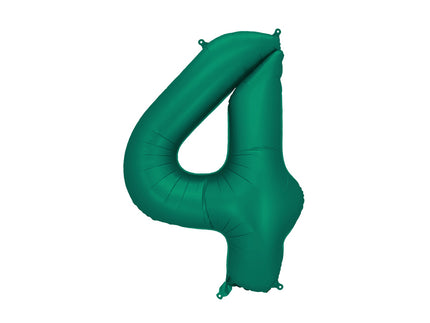 Folinis skaičiaus balionas „4“, tamsiai žalias. Satininis paviršius. Dydis nepripūtus – apie 100 cm, pripūtus 86 cm. Tinka pildyti oru arba heliu. Komplekte pridedamas šiaudelis. Balionas savaime užsisandarinantis, su kabliukais dekoravimui. Smagus gimtadienių akcentas.