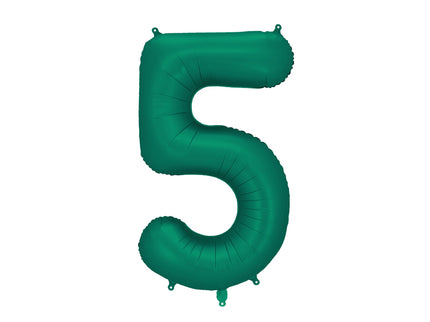 Folinis skaičiaus balionas „5“, tamsiai žalias. Satininis paviršius. Dydis nepripūtus – apie 100 cm, pripūtus 86 cm. Tinka pildyti oru arba heliu. Komplekte pridedamas šiaudelis. Balionas savaime užsisandarinantis, su kabliukais dekoravimui. Smagus gimtadienių akcentas.