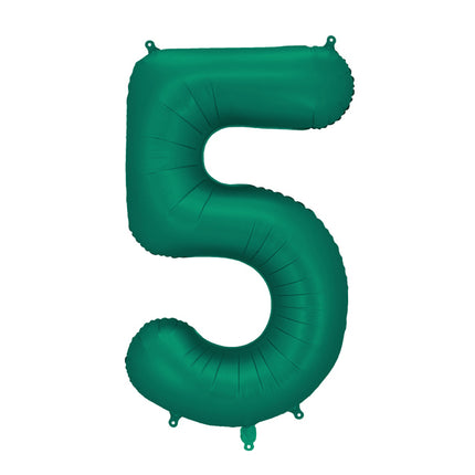 Folinis skaičiaus balionas „5“, tamsiai žalias. Satininis paviršius. Dydis nepripūtus – apie 100 cm, pripūtus 86 cm. Tinka pildyti oru arba heliu. Komplekte pridedamas šiaudelis. Balionas savaime užsisandarinantis, su kabliukais dekoravimui. Smagus gimtadienių akcentas.