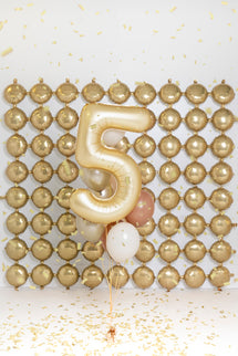 Folinis skaičiaus balionas „5“, 86 cm, auksinis