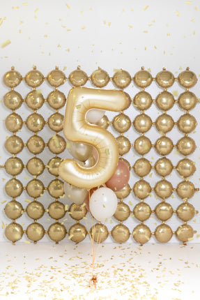 Folinis skaičiaus balionas „5“, 86 cm, auksinis