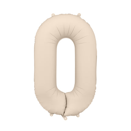 Folinis skaičiaus balionas „0“, šiltai pilkas. Matinis. Dydis nepripūtus - apie 100 cm, pripūtus 86 cm. Tinka pildyti oru arba heliu. Komplekte pridedamas šiaudelis. Balionas užsisandarinantis. Turi kabliukus tvirtinimui. Puikiai atrodo per gimtadienių šventes.