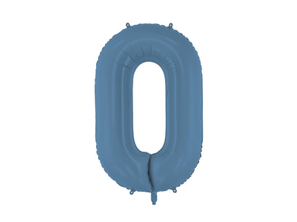 Folinis skaičiaus balionas „0“, tamsiai mėlynas. Matinis. Dydis nepripūtus - apie 100 cm, pripūtus 86 cm. Tinka pildyti oru arba heliu. Komplekte pridedamas šiaudelis. Balionas užsisandarinantis. Turi kabliukus tvirtinimui. Puikiai atrodo per gimtadienių šventes.