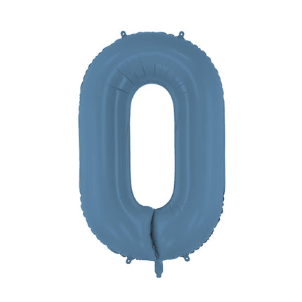 Folinis skaičiaus balionas „0“, tamsiai mėlynas. Matinis. Dydis nepripūtus - apie 100 cm, pripūtus 86 cm. Tinka pildyti oru arba heliu. Komplekte pridedamas šiaudelis. Balionas užsisandarinantis. Turi kabliukus tvirtinimui. Puikiai atrodo per gimtadienių šventes.