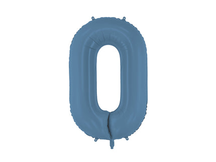 Folinis skaičiaus balionas „0“, tamsiai mėlynas. Matinis. Dydis nepripūtus - apie 100 cm, pripūtus 86 cm. Tinka pildyti oru arba heliu. Komplekte pridedamas šiaudelis. Balionas užsisandarinantis. Turi kabliukus tvirtinimui. Puikiai atrodo per gimtadienių šventes.