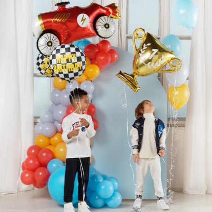 Folinis balionas tema "Lenktynininkai" užrašu "Happy Birthday", 45 cm