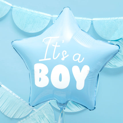 Folinis balionas - "It's a boy", žvaigždės formos, šviesiai mėlynas, 48 cm