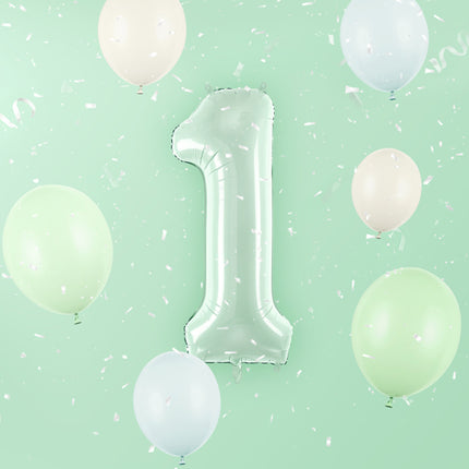 Folinis skaičiaus balionas „1“, 72 cm, žalias