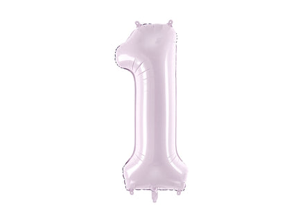 Pastelinis folinis balionas skaičiaus „1“, violetinis. Ne pripūsto dydis– apie 86 cm, pripūsto dydis – apie 72 cm. Galima pildyti oru arba heliu. Komplekte pridedamas šiaudelis, balionas užsisandarinantis.