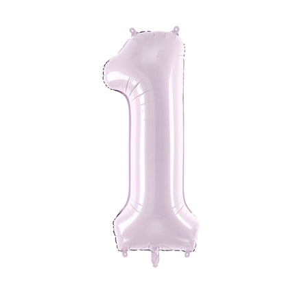Pastelinis folinis balionas skaičiaus „1“, violetinis. Ne pripūsto dydis– apie 86 cm, pripūsto dydis – apie 72 cm. Galima pildyti oru arba heliu. Komplekte pridedamas šiaudelis, balionas užsisandarinantis.