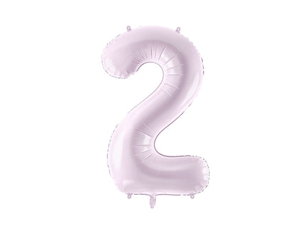 Pastelinis folinis balionas skaičiaus „2“, violetinis. Ne pripūsto dydis– apie 86 cm, pripūsto dydis – apie 72 cm. Galima pildyti oru arba heliu. Komplekte pridedamas šiaudelis, balionas užsisandarinantis.
