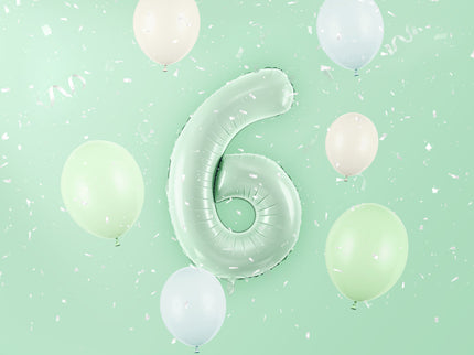 Folinis skaičiaus balionas „6“, 72 cm, žalias