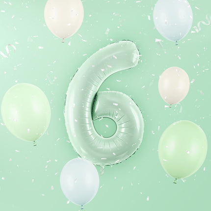 Folinis skaičiaus balionas „6“, 72 cm, žalias
