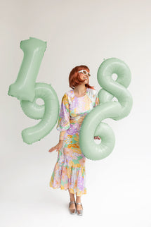 Folinis skaičiaus balionas „6“, 72 cm, žalias
