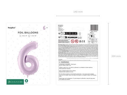 Folinis skaičiaus balionas „6“, 72 cm, violetinis