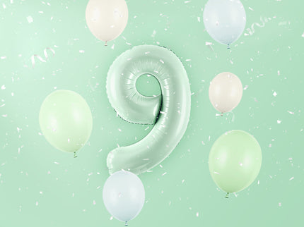 Folinis skaičiaus balionas „9“, 72 cm, žalias