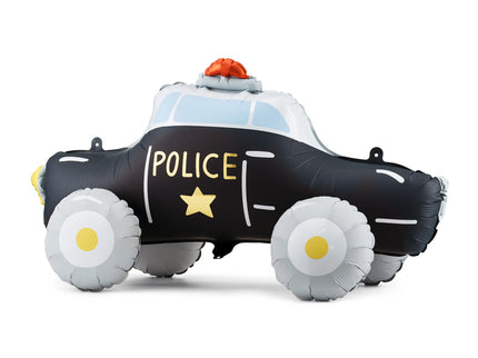 Pastatomas folinis balionas „Policijos automobilis“. Spalvų mišinys. Nepripūtus: 92,5 × 55 cm, pripūtus – 90 × 41 cm. Pripūsti oru. Komplekte pridedamas šiaudelis. Daugkartinio naudojimo balionas.