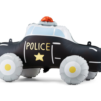 Pastatomas folinis balionas „Policijos automobilis“. Spalvų mišinys. Nepripūtus: 92,5 × 55 cm, pripūtus – 90 × 41 cm. Pripūsti oru. Komplekte pridedamas šiaudelis. Daugkartinio naudojimo balionas.