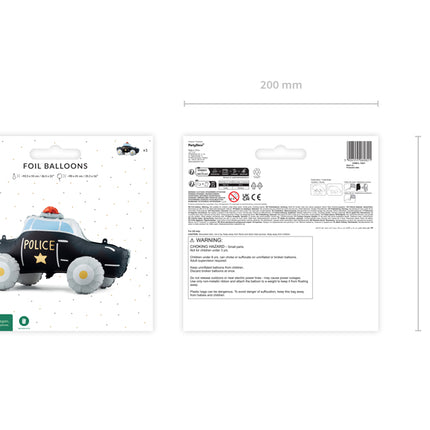 Pastatomas folinis balionas „Policijos automobilis“, 90 x 41 cm