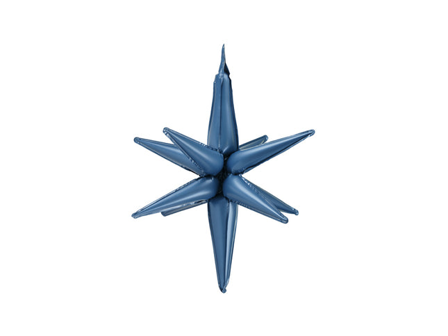 3D folinis balionas „Žvaigždė“, tamsiai mėlynas, apie 50 cm. Skirtas pildyti oru. Komplekte pridedamas šiaudelis.