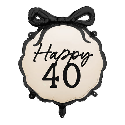 Folinis balionas „Happy 40“. Spalvų miksas. Dydis nepripūtus – apie 57,5 x 56 cm, pripūtus 47,5 x 45 cm. Tinka pildyti oru arba heliu. Komplekte pridedamas šiaudelis. Švęskite gimtadienius su atitinkamais aksesuarais!