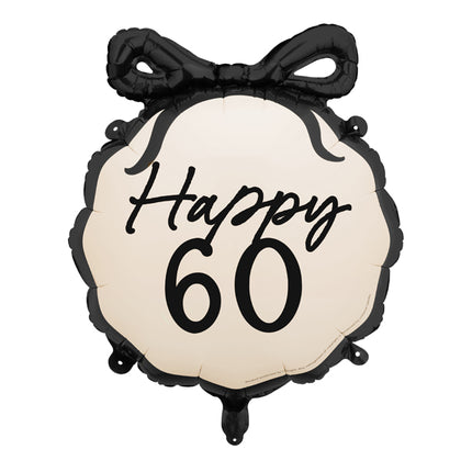 Folinis balionas „Happy 60“. Spalvų miksas. Dydis nepripūtus – apie 57,5 x 56 cm, pripūtus 47,5 x 45 cm. Tinka pildyti oru arba heliu. Komplekte pridedamas šiaudelis. Švęskite gimtadienius su atitinkamais aksesuarais!