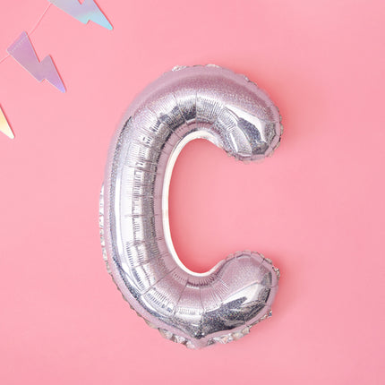 Folinis balionas raidė "C", 35 cm, holografinės spalvos
